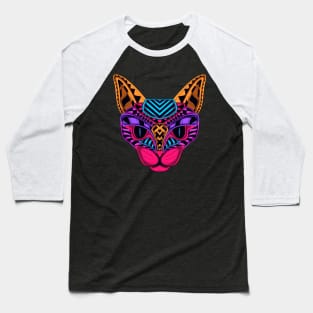 Black Neon Cat Baseball T-Shirt